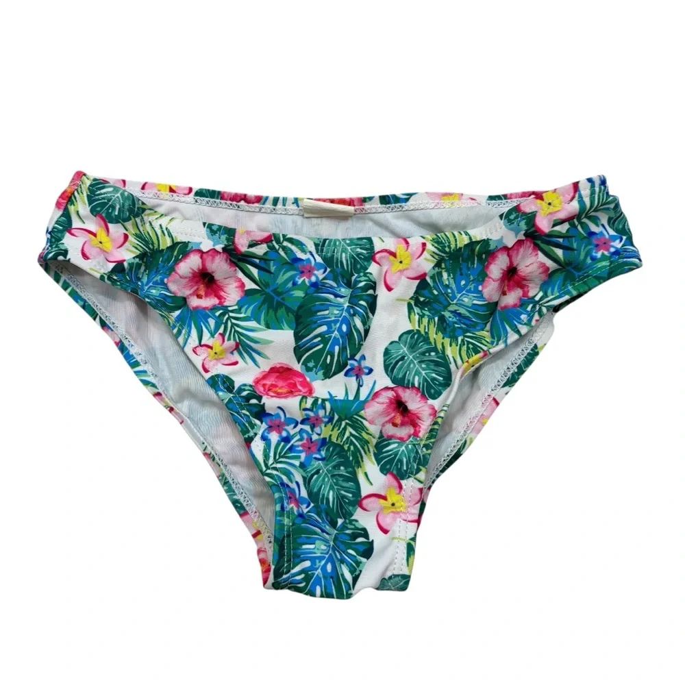Girls Floral Bow Detail Two‎ Piece Swim Suit Bikini Size 7-8
